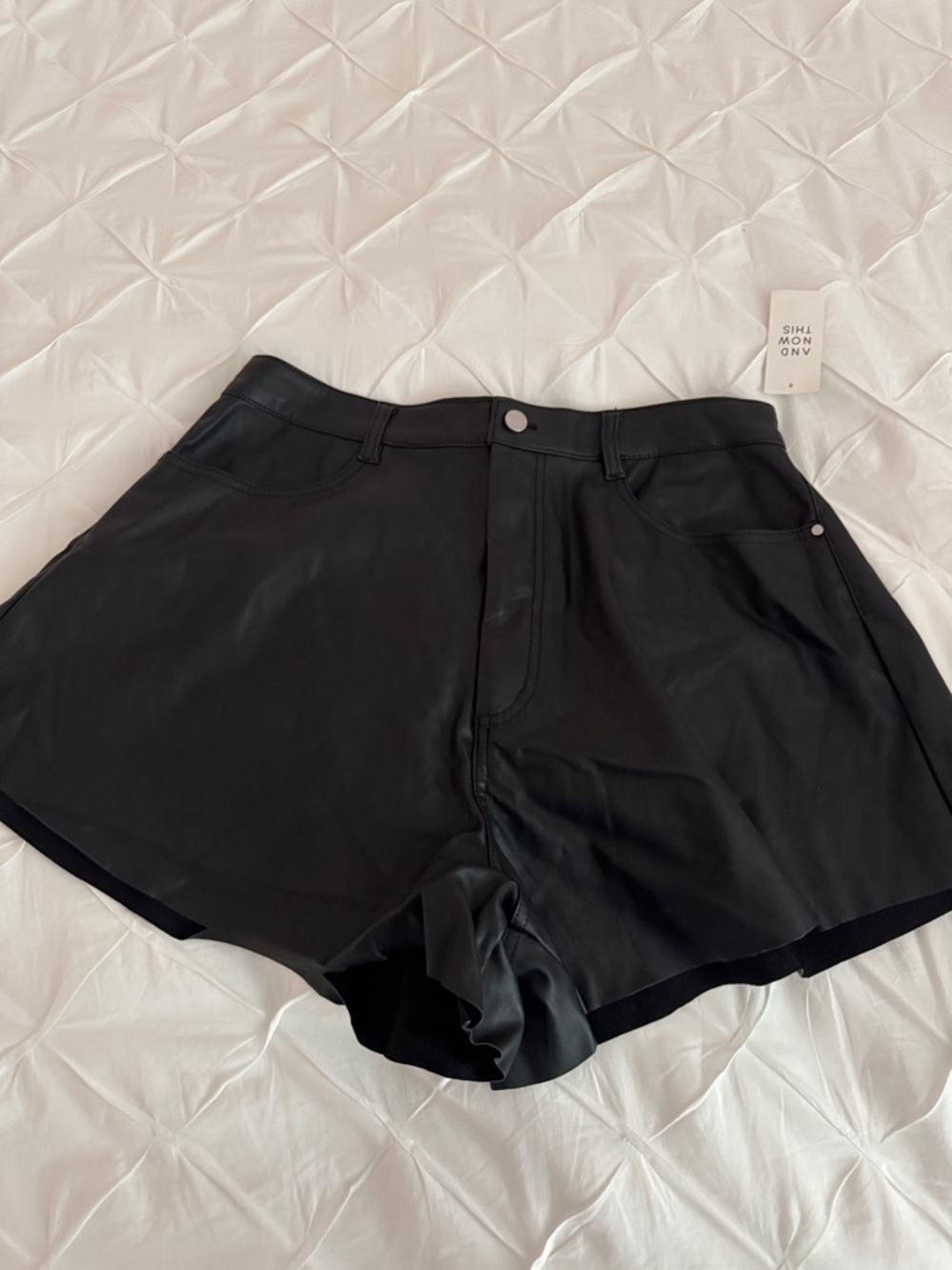 a new day Black High-Waist Satin-Look Shorts